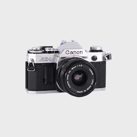 Canon AE-1 35mm SLR film camera with 28mm f2.8 lens