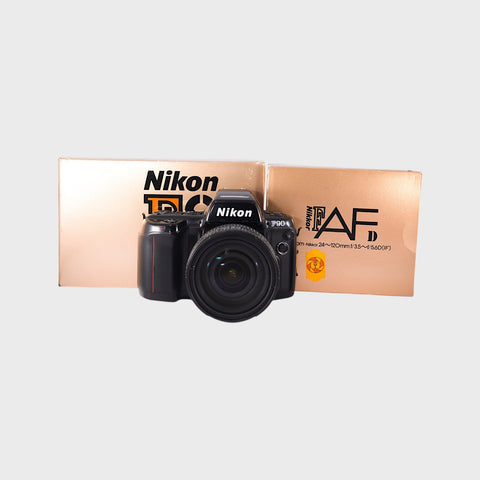 avec boîte: Nikon F90, Reflex 35mm argentique  objectif zoom 24-120 mm