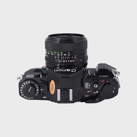 Canon A-1 35mm SLR film camera with 28mm f2.8 lens