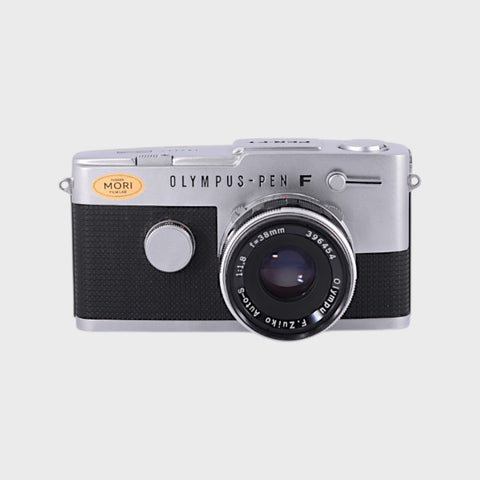 Olympus Pen-F 35mm half-frame SLR film camera with 38mm f1.8 lens