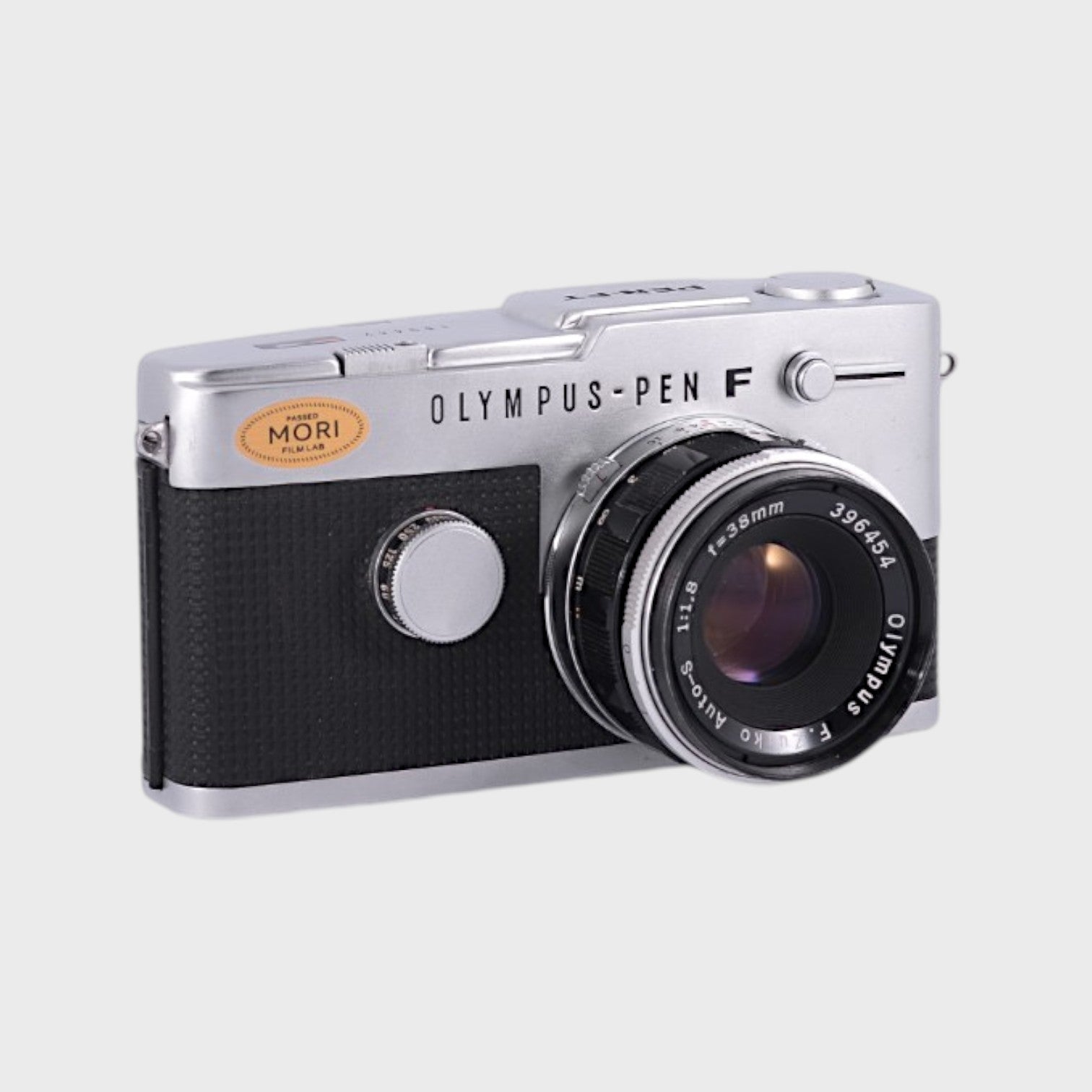 Olympus Pen-F 35mm half-frame SLR film camera with 38mm f1.8 lens