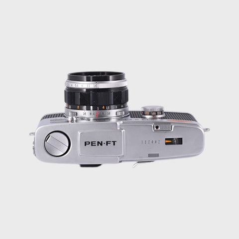 Olympus Pen-F 35mm half-frame SLR film camera with 38mm f1.8 lens
