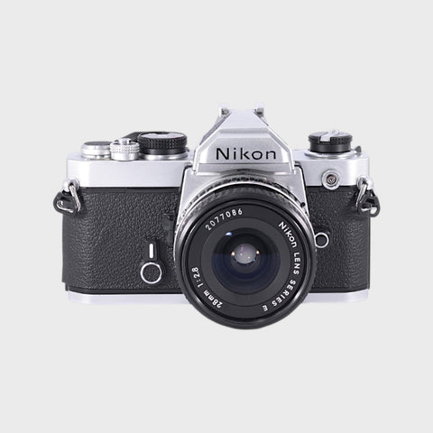 Nikon FM 35mm SLR film camera with 28mm f2.8 lens