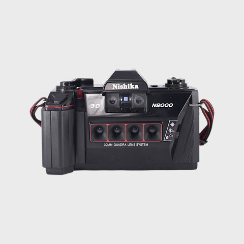 Nishika N8000 3D 35mm Film Camera with 30mm Quadra Lens System with Nishika Twin Light 3010 Flash