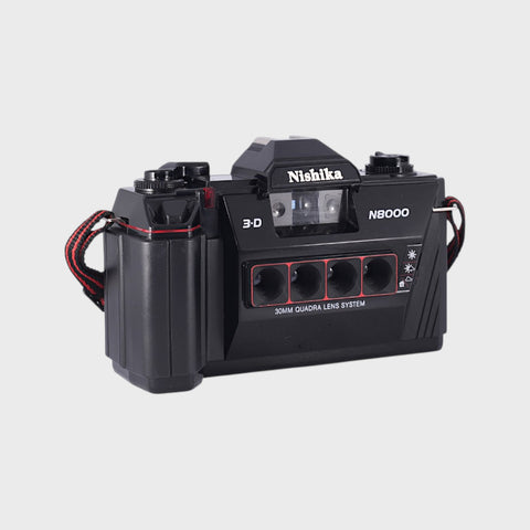 Nishika N8000 3D 35mm Film Camera with 30mm Quadra Lens System with Nishika Twin Light 3010 Flash