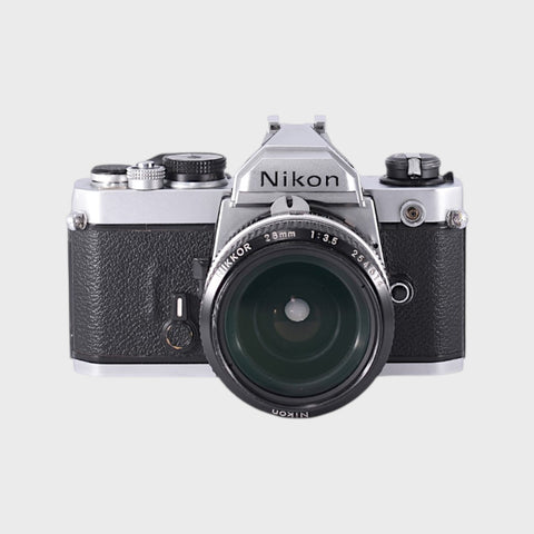 Nikon FM 35mm SLR film camera with 28mm f3.5 lens