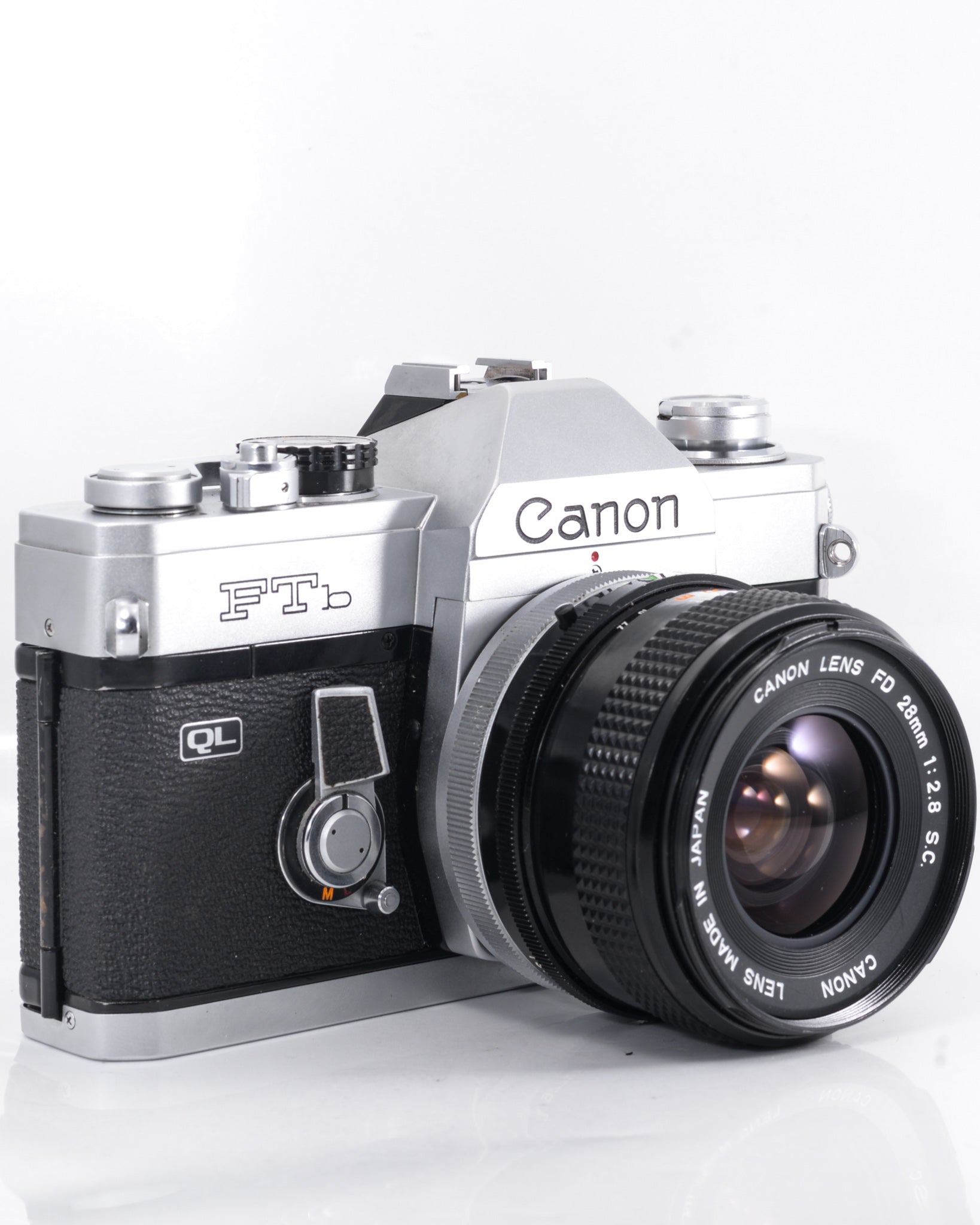 Canon FTb QL 35mm SLR film camera with 28mm f2.8 lens