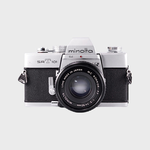 Minolta SRT 101 35mm SLR film camera with 50mm f2 lens