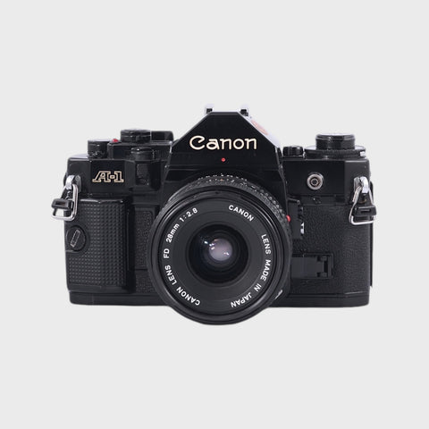 Canon A-1 35mm SLR film camera with 28mm f2.8 lens