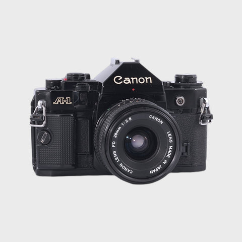 Canon A-1 35mm SLR film camera with 28mm f2.8 lens