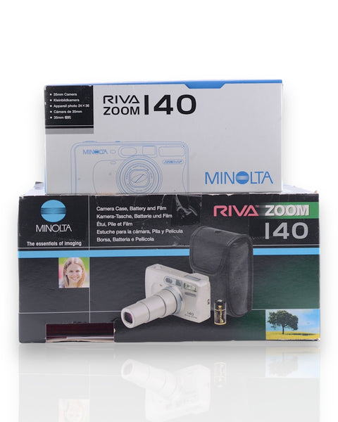 Boxed Minolta Riva Zoom 140 35mm Point & Shoot Film Camera with 37.5-140mm Lens