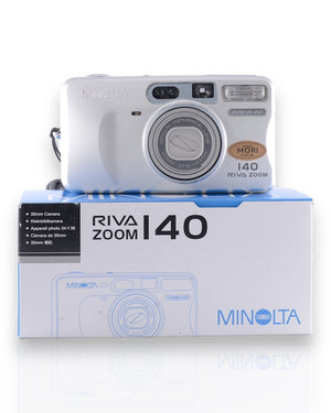 Boxed Minolta Riva Zoom 140 35mm Point & Shoot Film Camera with 37.5-140mm Lens